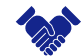 A blue heart with two hands in the shape of a handshake.